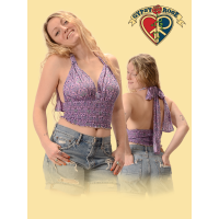 Printed Cotton 4 Way Shirred Halter Top