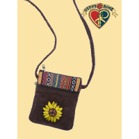 Peace Sunflower Emb Corduroy Gheri Passport Pouch