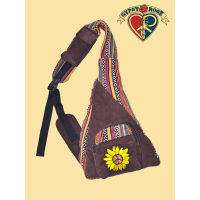 Peace Sunflower Emb Corduroy Gheri Sling Backpack