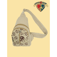 Mushroom Print Hemp Mini Sling Bag