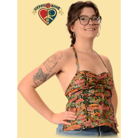 Garden Of Mushroom Cotton Open Back Halter Top