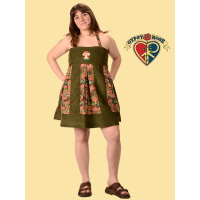 Garden Of Mushroom Cotton and Corduroy Open Back Apron Dress