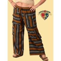Cotton Striped Flare Pants