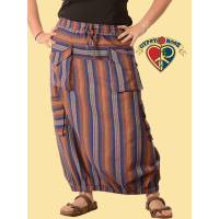 Cotton Striped Barrel Skirt