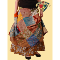 REVERSIBLE PATCHWORK SILK LIKE WRAP SKIRT / DRESS