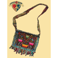 WOOD BEADED FRINGE VEGGIE DYE FINE GUIPILE & CORTE MESSENGER BAG