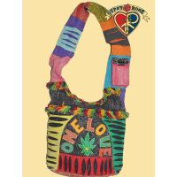 One Love Stonewashed Rippy & Fringed Rasta Peddler Bag