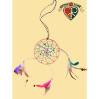 PEACEFUL BREEZE COLORFUL HEMP & FEATHER DREAMCATCHER
