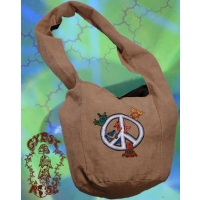 GRATEFUL DEAD PLAYFUL DANCING BEAR PEACE SIGN COTTON PEDDLER BAG