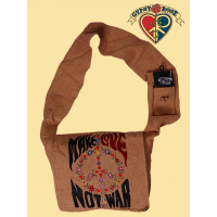 MAKE LOVE NOT WAR PEACE EMBROIDERED DJ COTTON BAG