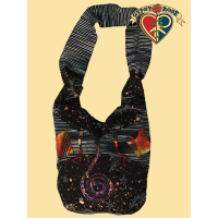 DARK STAR PRINTED PATCHWORK COTTON SHOULDER BAG