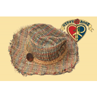 WOODSTOCK BOOGIE WOVEN HEMP HAT WITH WOOD BUTTON