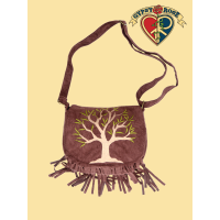 Vegan Chic Pseudo Suede Fringe Sacred Tree Embroidered Bag
