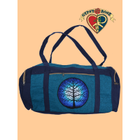 Sacred Tree Illuminated Hand Embroidered Cotton Travel Bag