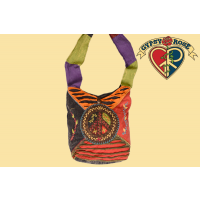 EMBROIDERED PEACE STRIPPY PEDDLER BAG