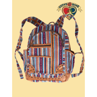 Leather Trim Multi Pocket Gheri Backpack