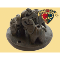 Lucky Elephant Family Clay Incense Burner