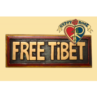 "Free Tibet"  Painted Wooden Plaque Wall Hanging
