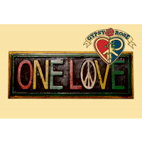 "One Love" Painted Wooden Plaque Wall Hanging