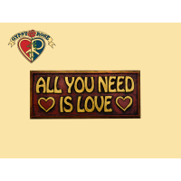 ALL YOU NEED IS LOVE PAINTED WOODEN WALL PLAQUE WALL HANGING