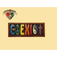 COEXIST COLORED PAINTED WOODEN WALL PLAQUE WALL HANGING