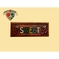OM SWEET OM PAINTED WOODEN WALL PLAQUE WALL HANGING