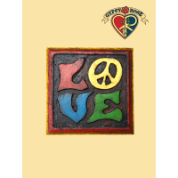 1960's Love Hand Carved and Painted Wooden Plaque Wall Hanging