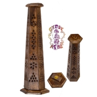 Carved Wooden Upright Incense Burner
