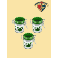 Metalic Pot Leaf Mini Stash Jar 3 Piece Set