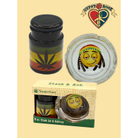 Stoneware Rasta Flag Ashtray and Stash Set