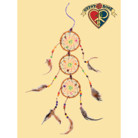 Technicolor Dreams Beaded Hemp & Feather 3-Tier Dreamcatcher