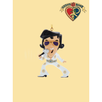 Elvis Presley Cartoon In White Jumpsuit Ornament