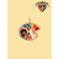 Bob Ross With Color Palette Glass Ornament