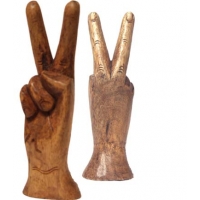Don't Stop Believing Hand Carved Wooden Peace Hand