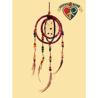 HEMP & YARN DREAMCATCHER WITH WOODEN BEADS