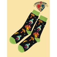 Mens Psychedelic Starry Shrooms Mid Crew Socks