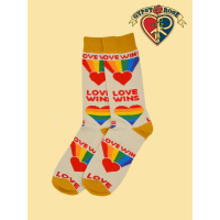 Unisex Pride Love Wins With Rainbow Heart Mid Length Socks