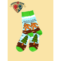 Believe In Yourself Bigfoot In Forest Mid Calf Crew Socks