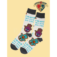 Mens I Have My Eyes On You Hamsa Hand Mid Length Socks