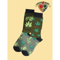 Mens High Standards With 420 Cannibis Leaf Mid Length Socks
