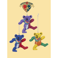 3 Inch Grateful Dead Dancing Bear 3 Piece Ornament Set