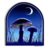 2 MUSHROOMS UNDER THE MOON STICKER