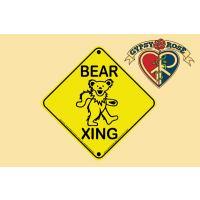 YELLOW SIGN BEAR XING W/BEAR GRATEFUL DEAD STICKER