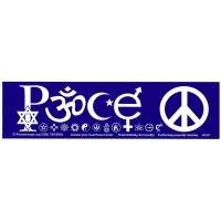 PEACE IN SYMBOLS BUMPER STICKER