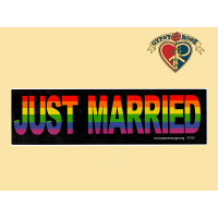 Just Married Rainbow Bumper Sticker