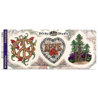 Peace Love & Trees 3-Stickers Set