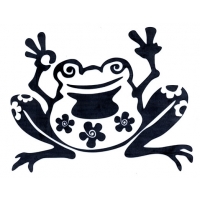FLOWER FROG CUTOUT ROB ON STICKER