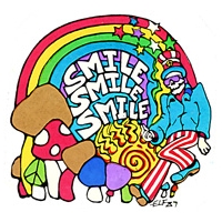 SMILE SMILE SMILE RAINBOW & SHROOMS STICKER
