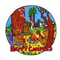 GRATEFUL DEAD HAPPY CAMPERS DANCING BEARS WINDOW STICKER