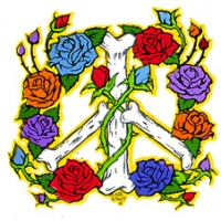 PEACE BONES & ROSES STICKER